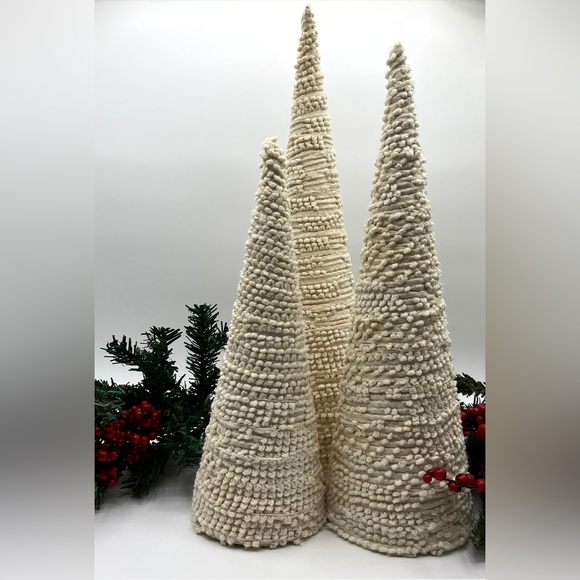 3 large hobnail vintage chenille primitive farmhouse Christmas trees handmade - Picture 2 of 10